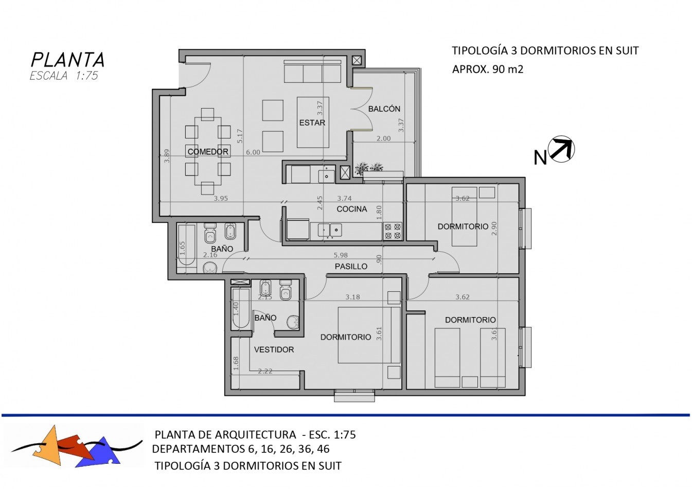 Departamento 3 dormitorio sin Adjudicar